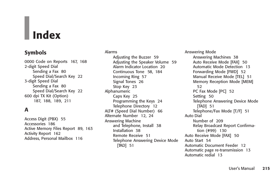 Overview, Index | Konica Minolta Fax 9930 User Manual | Page 230 / 249