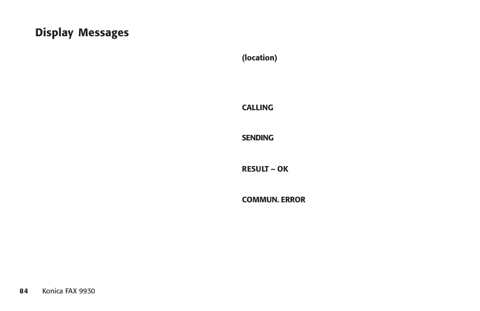 Display messages | Konica Minolta Fax 9930 User Manual | Page 99 / 249