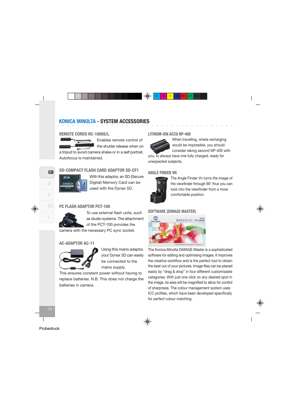 Konica minolta - system accessories, Df gb i es | Konica Minolta Dynax 5D User Manual | Page 25 / 27