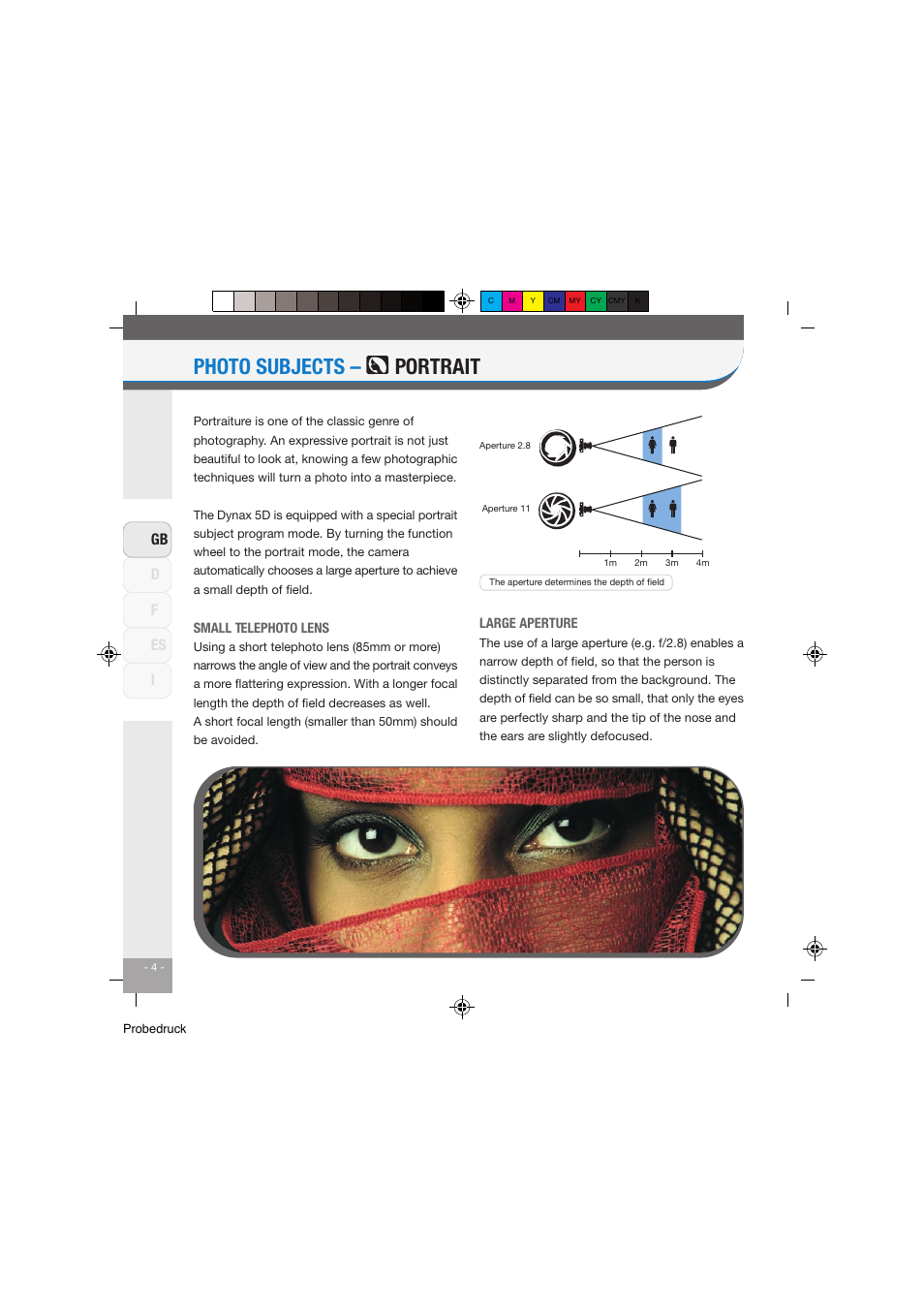 Photo subjects – portrait, Df gb i es | Konica Minolta Dynax 5D User Manual | Page 5 / 27