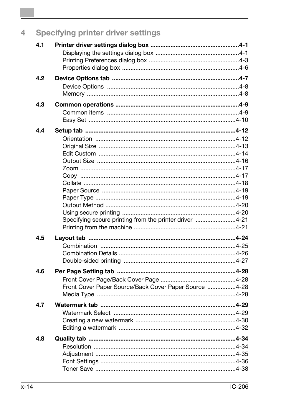 4specifying printer driver settings | Konica Minolta bizhub 163 User Manual | Page 15 / 362