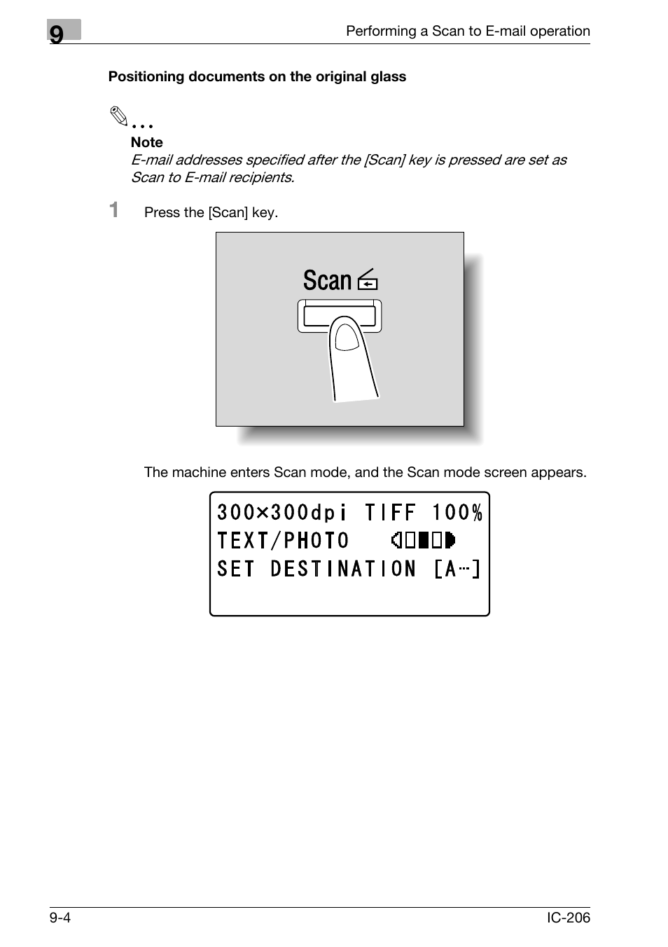 Positioning documents on the original glass, Positioning documents on the original glass -4 | Konica Minolta bizhub 163 User Manual | Page 219 / 362