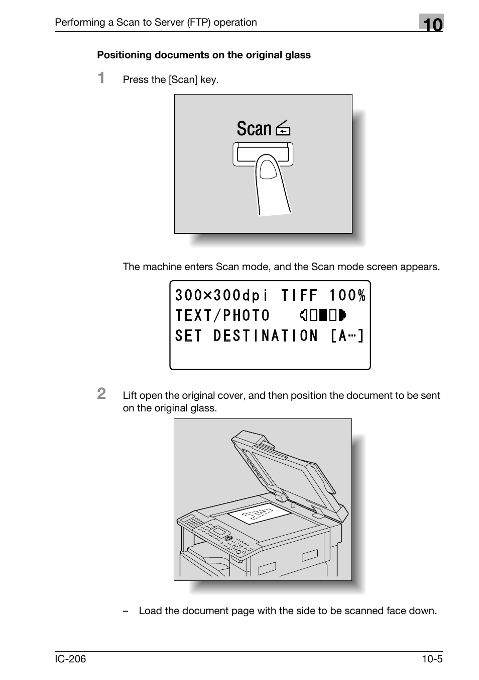 Positioning documents on the original glass, Positioning documents on the original glass -5 | Konica Minolta bizhub 163 User Manual | Page 270 / 362