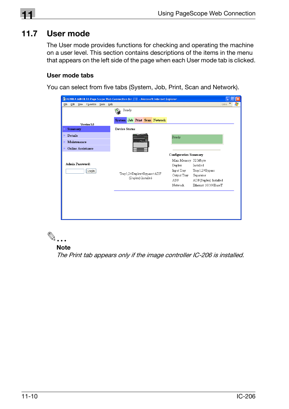 7 user mode, User mode tabs, User mode -10 | User mode tabs -10 | Konica Minolta bizhub 163 User Manual | Page 287 / 362