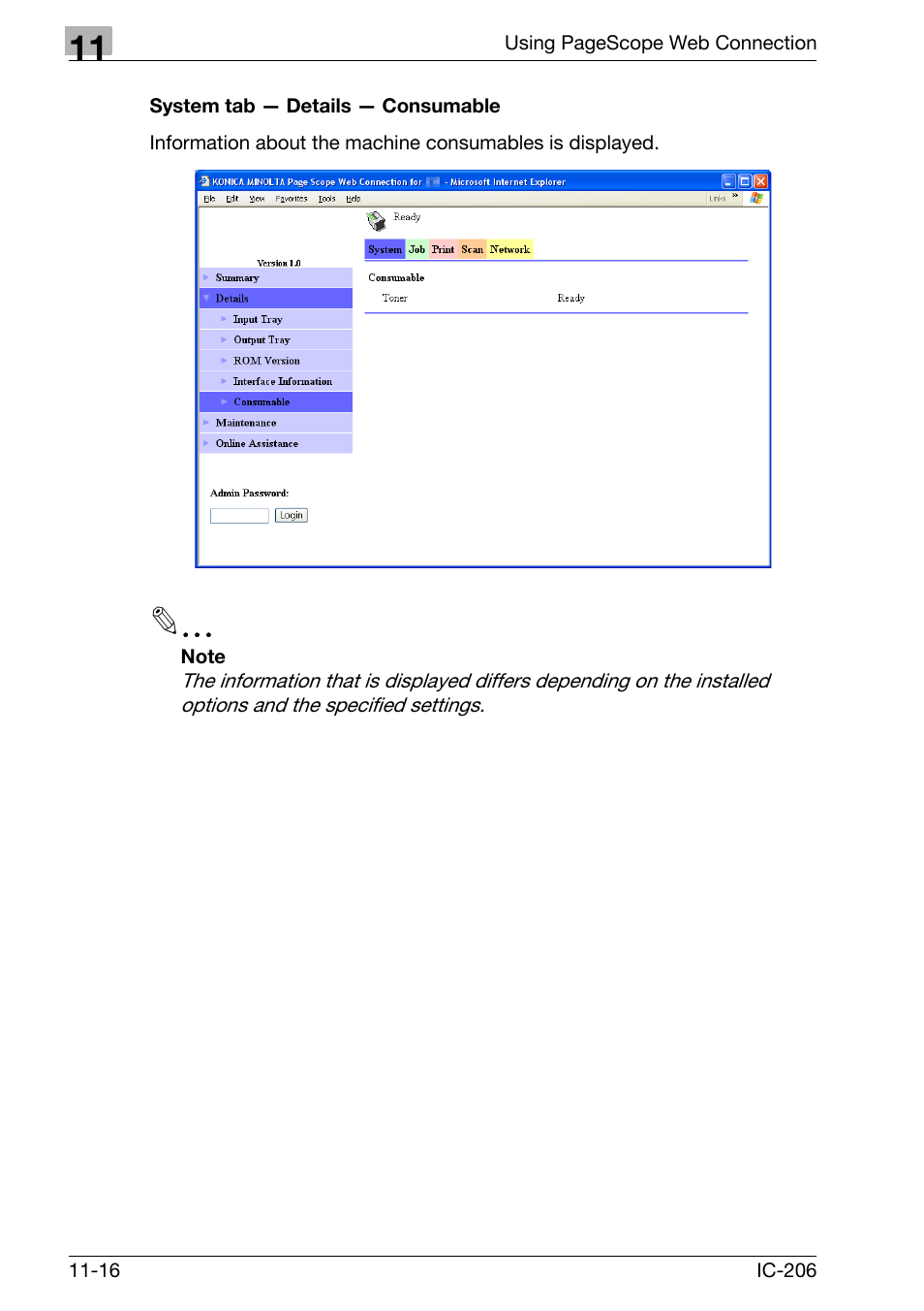 System tab - details - consumable, System tab — details — consumable -16 | Konica Minolta bizhub 163 User Manual | Page 293 / 362