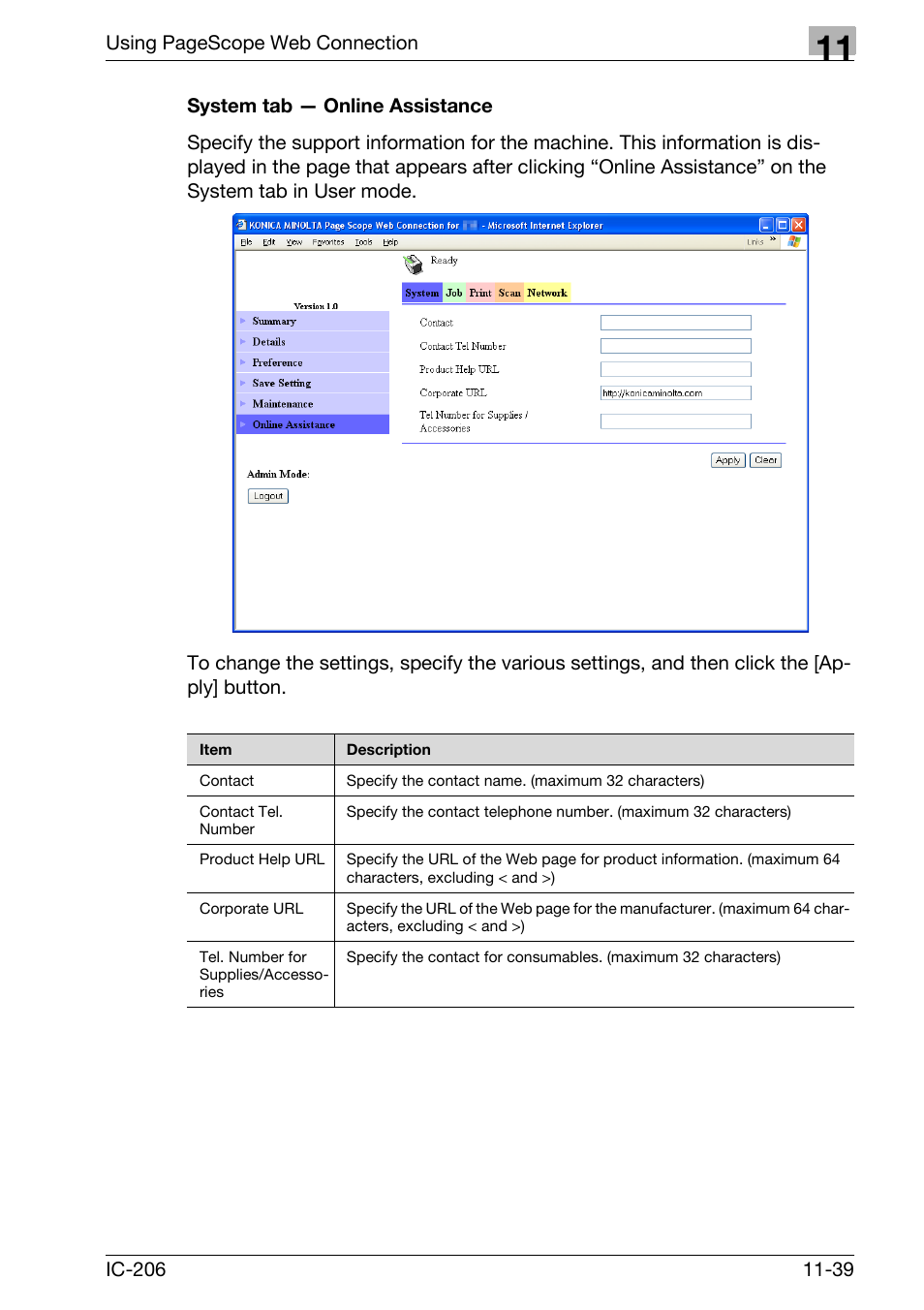 System tab - online assistance, System tab — online assistance -39 | Konica Minolta bizhub 163 User Manual | Page 316 / 362