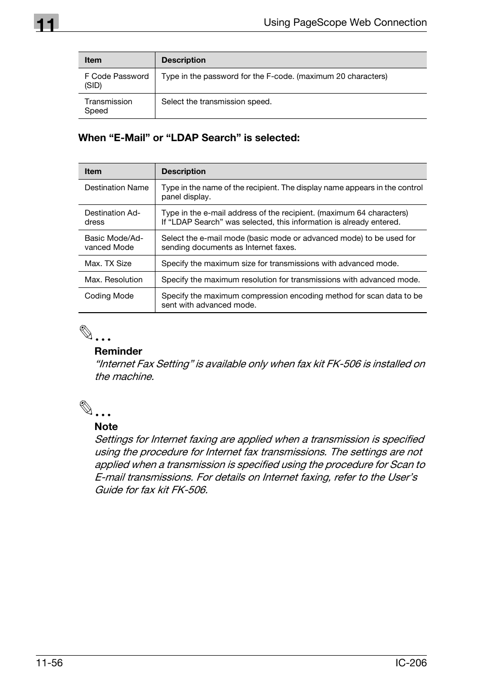 When “e-mail” or “ldap search” is selected, When “e-mail” or “ldap search” is selected: -56 | Konica Minolta bizhub 163 User Manual | Page 333 / 362