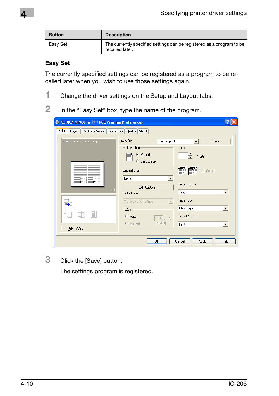 Easy set, Easy set -10 | Konica Minolta bizhub 163 User Manual | Page 99 / 362