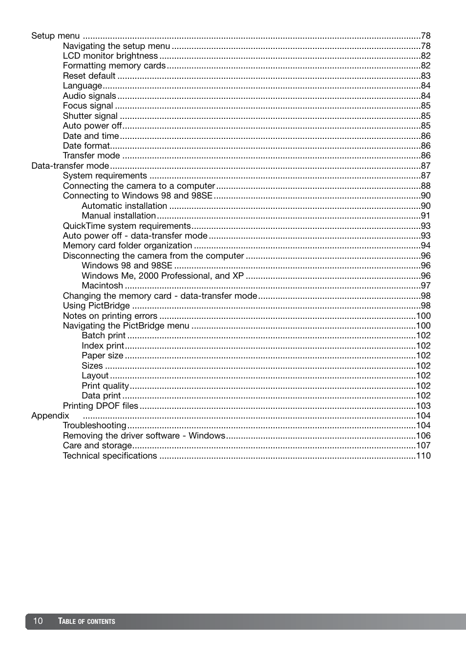 Konica Minolta DiMAGE X21 User Manual | Page 10 / 112