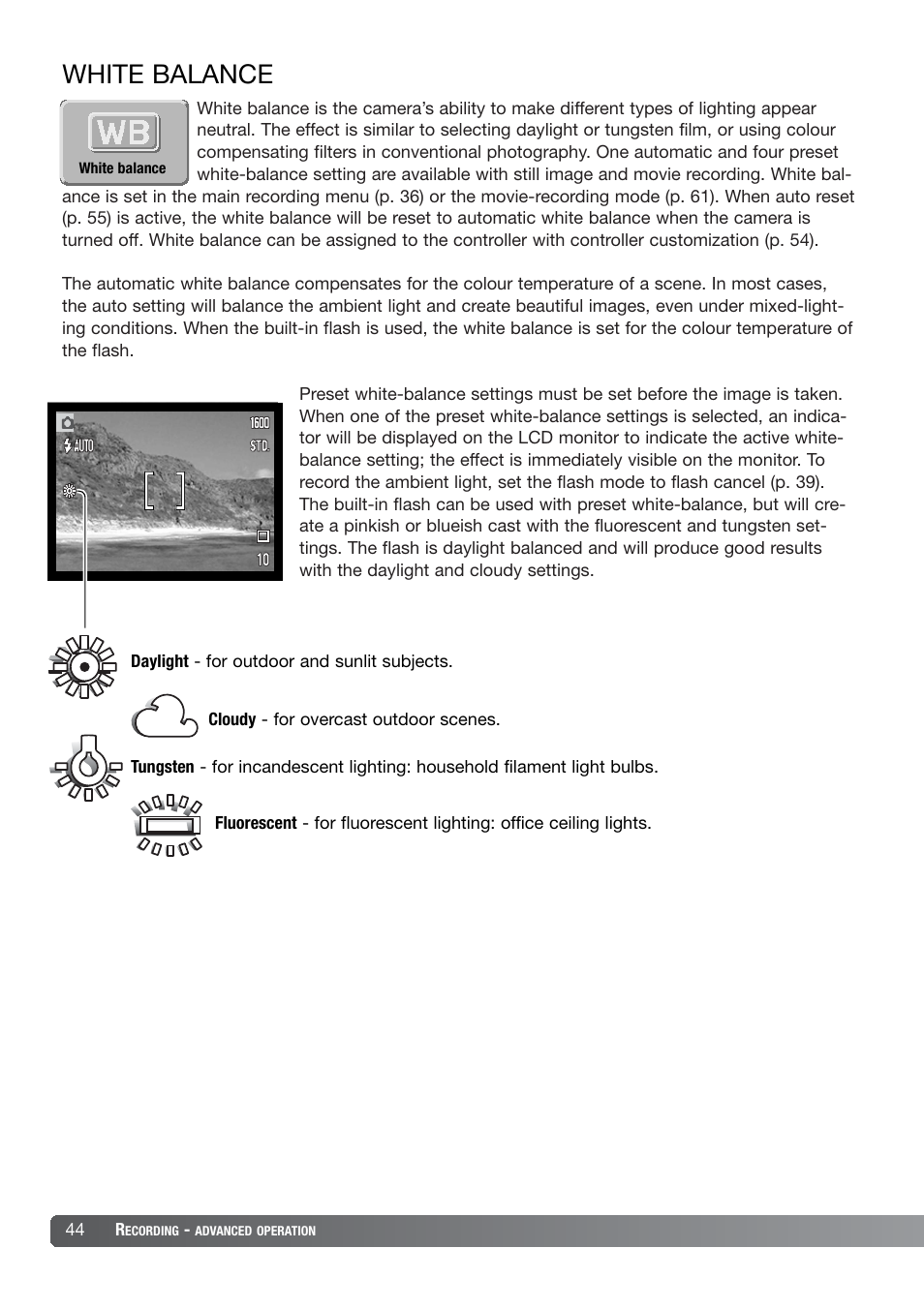 White balance | Konica Minolta DiMAGE X21 User Manual | Page 44 / 112