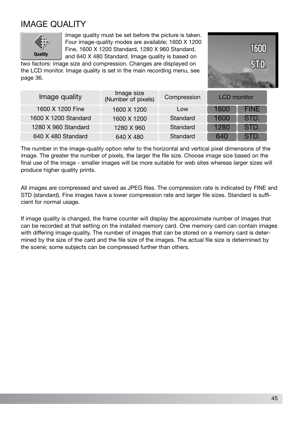 Image quality | Konica Minolta DiMAGE X21 User Manual | Page 45 / 112
