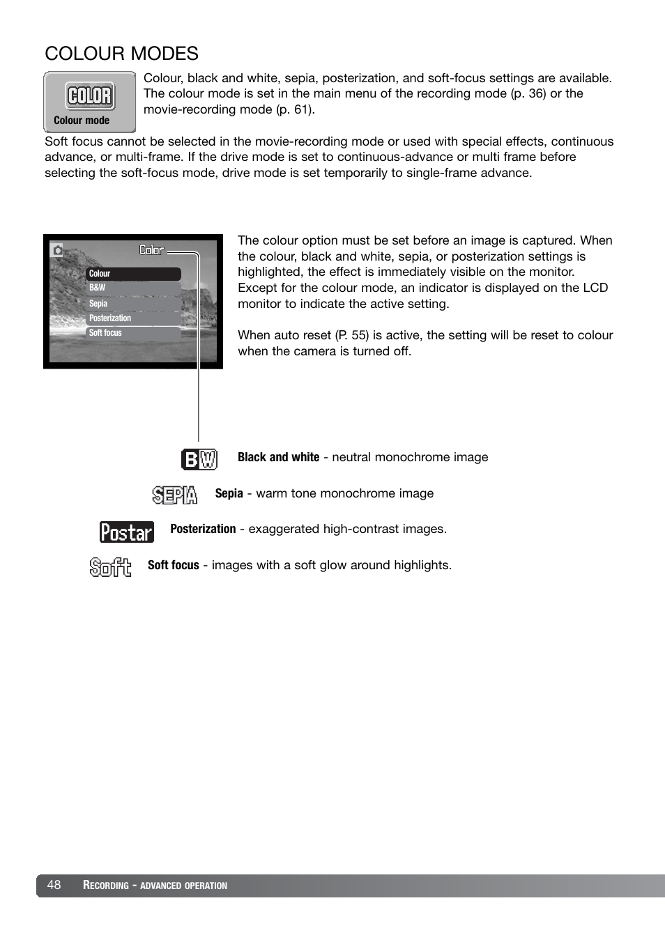 Colour modes | Konica Minolta DiMAGE X21 User Manual | Page 48 / 112