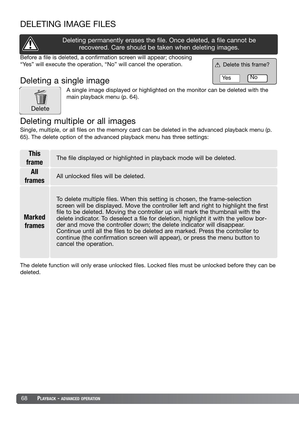 Deleting image files | Konica Minolta DiMAGE X21 User Manual | Page 68 / 112