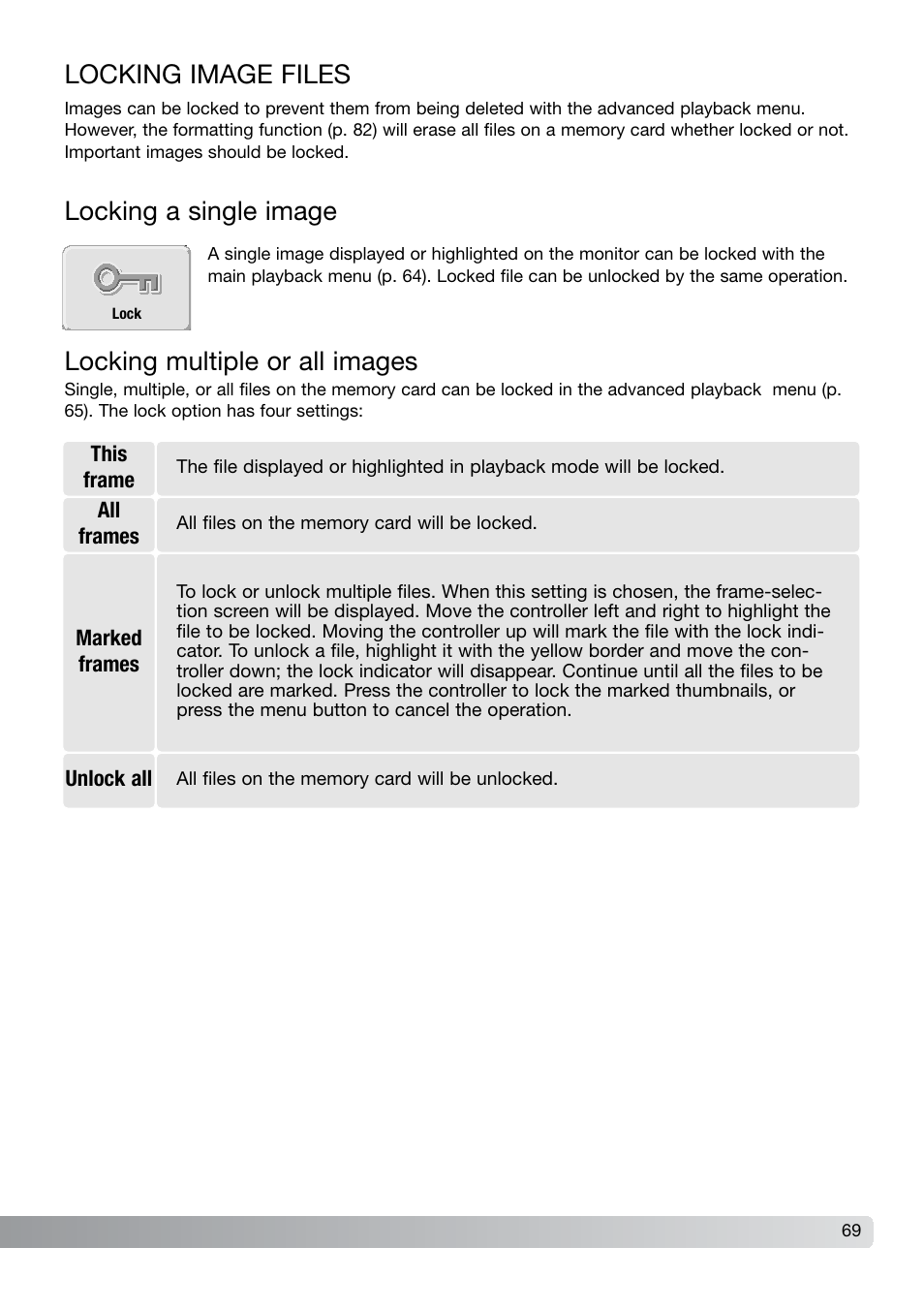 Locking image files | Konica Minolta DiMAGE X21 User Manual | Page 69 / 112