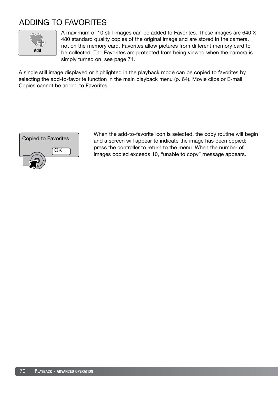Adding to favorites | Konica Minolta DiMAGE X21 User Manual | Page 70 / 112