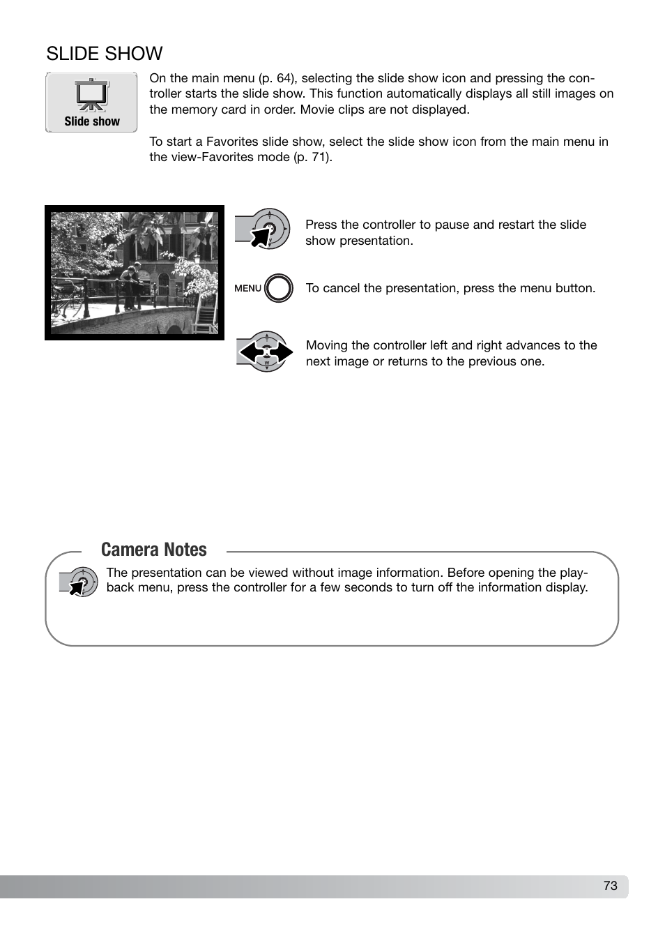 Slide show | Konica Minolta DiMAGE X21 User Manual | Page 73 / 112