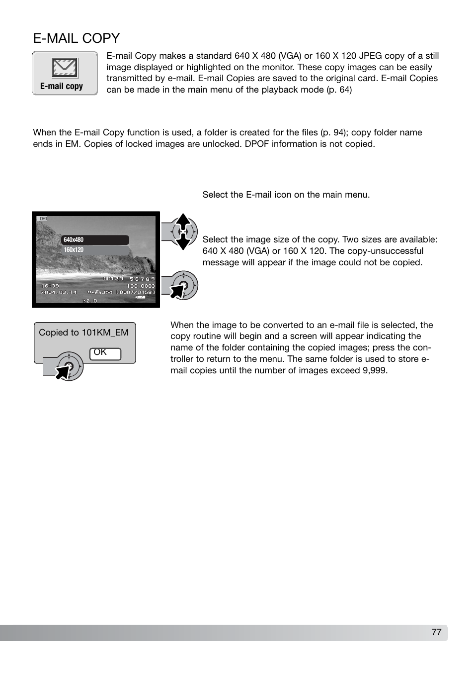 E-mail copy | Konica Minolta DiMAGE X21 User Manual | Page 77 / 112