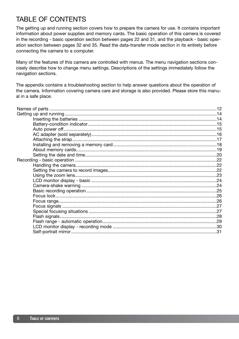 Konica Minolta DiMAGE X21 User Manual | Page 8 / 112