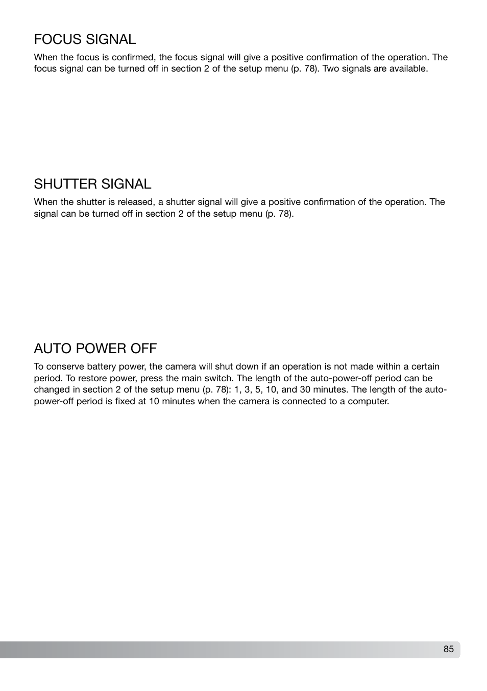 Focus signal shutter signal auto power off, Auto power off, Shutter signal | Focus signal | Konica Minolta DiMAGE X21 User Manual | Page 85 / 112