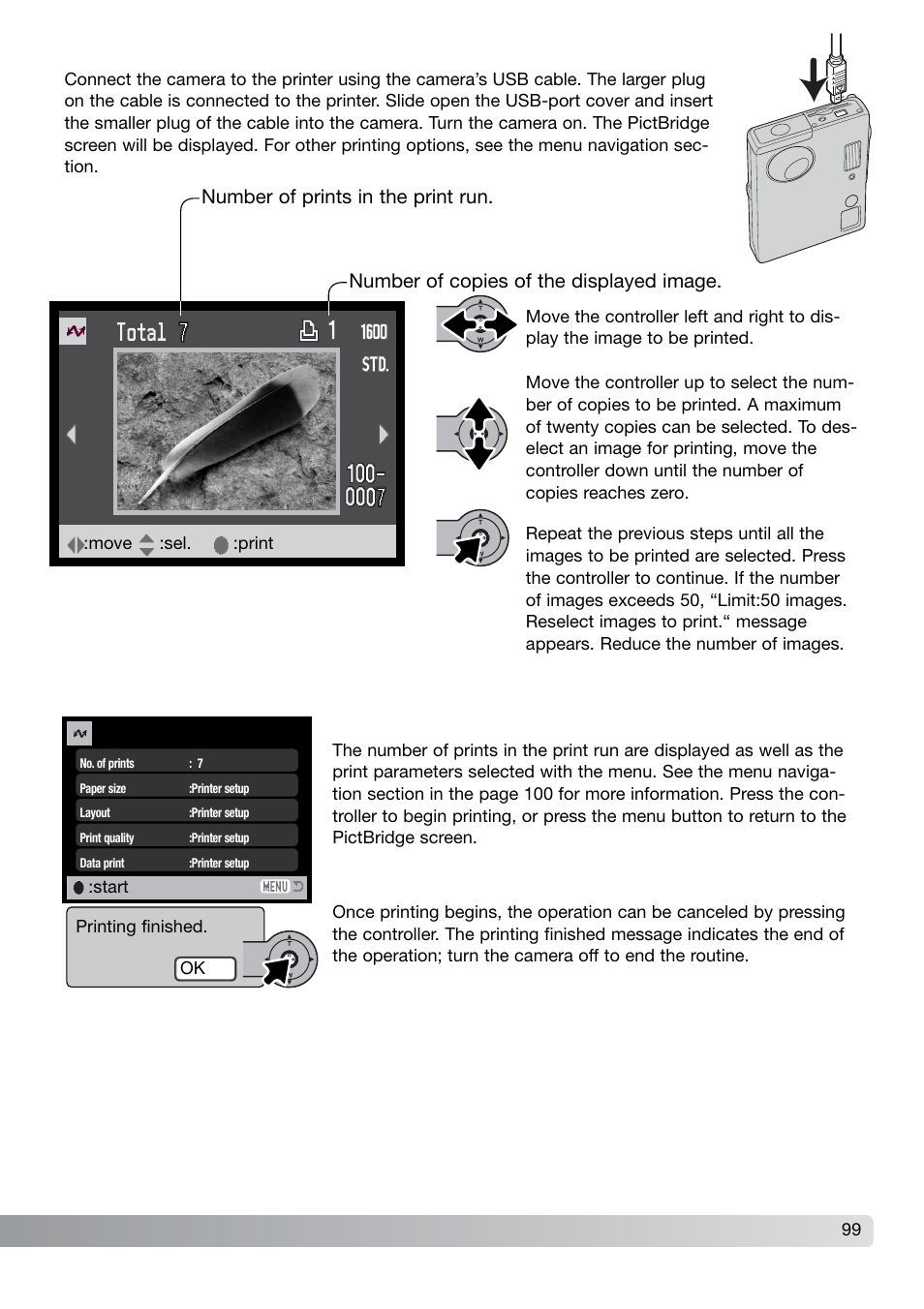Number of prints in the print run, Number of copies of the displayed image | Konica Minolta DiMAGE X21 User Manual | Page 99 / 112