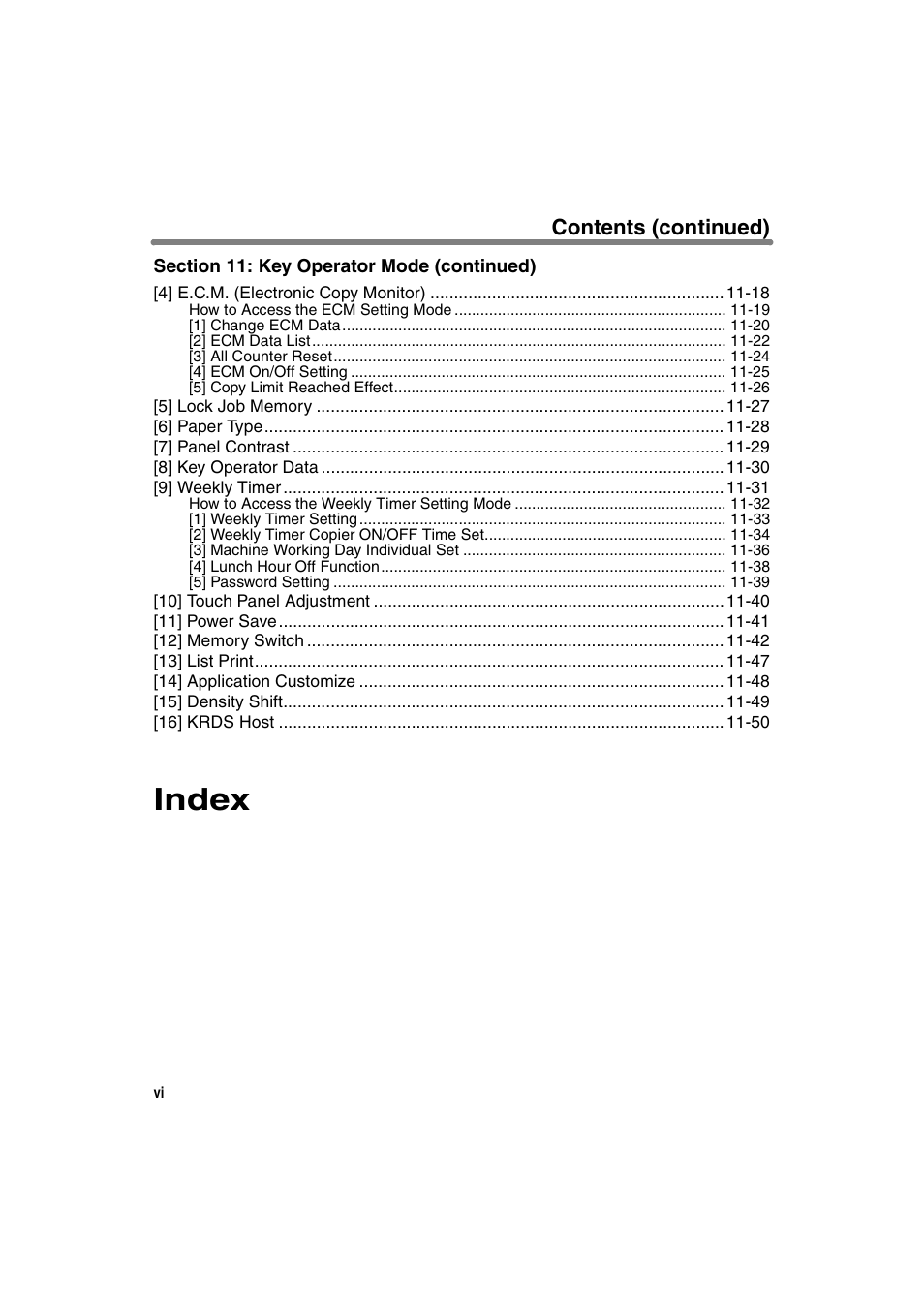 Index | Konica Minolta 7130 User Manual | Page 10 / 294