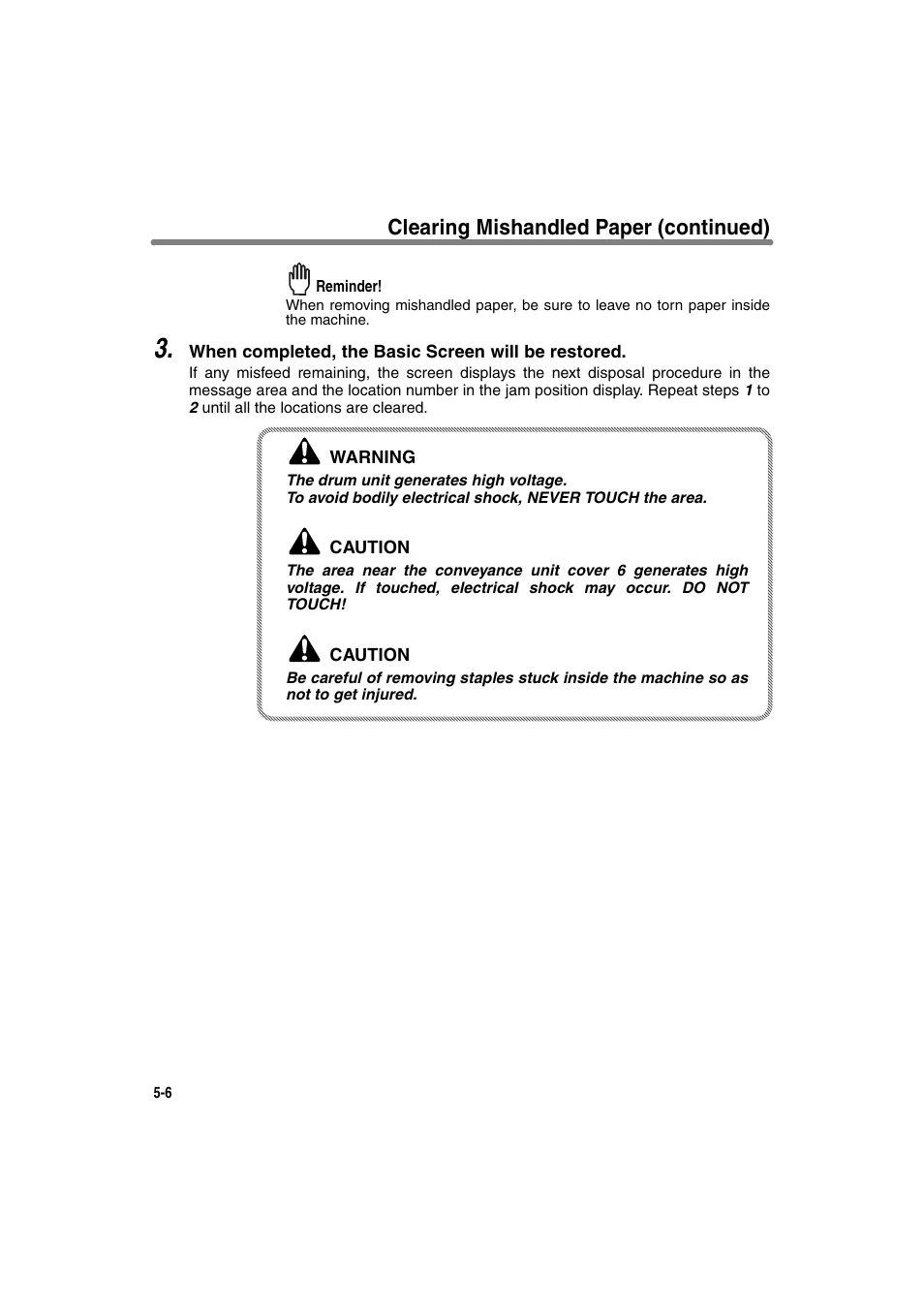 Clearing mishandled paper (continued) | Konica Minolta 7130 User Manual | Page 112 / 294