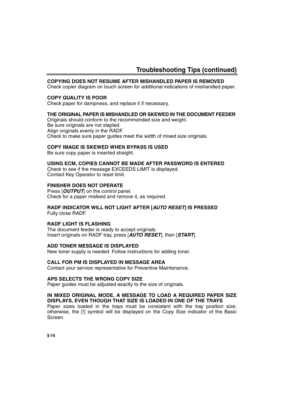 Troubleshooting tips (continued) | Konica Minolta 7130 User Manual | Page 120 / 294