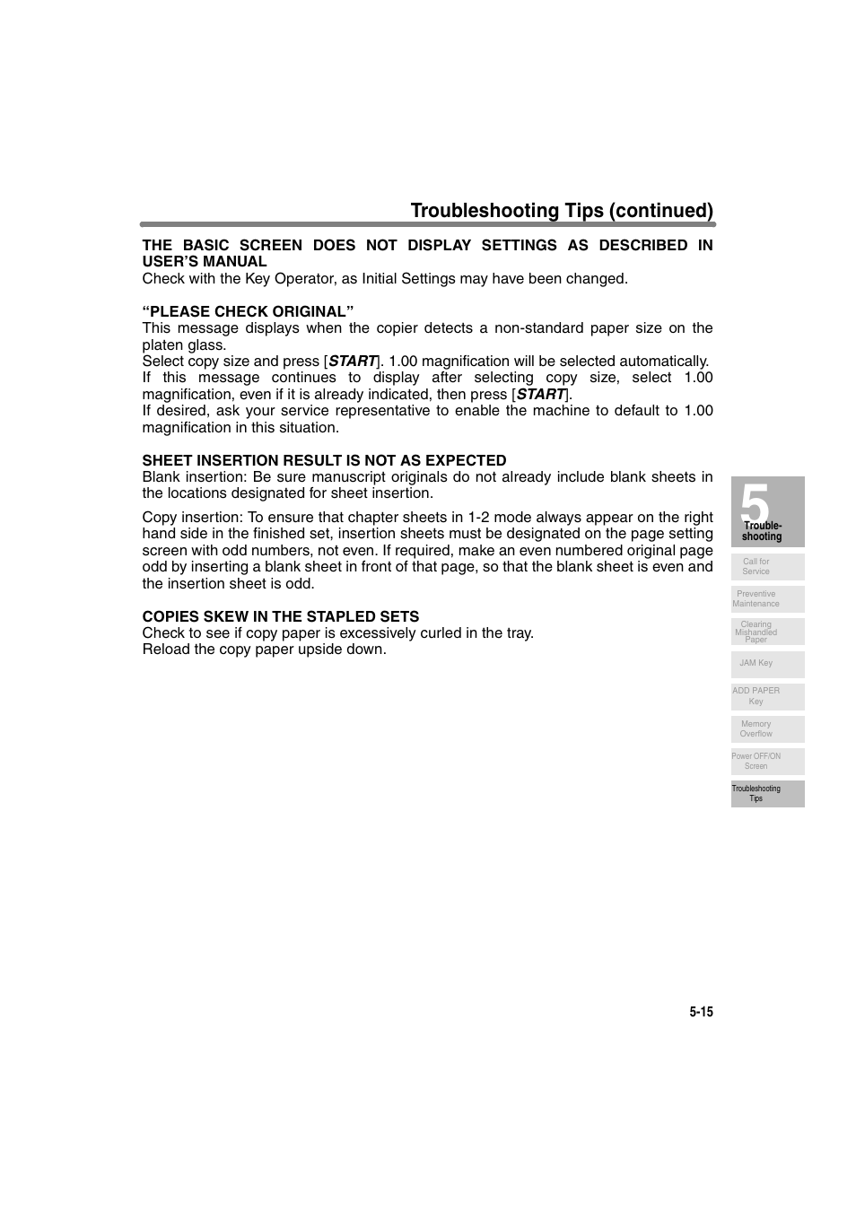 Troubleshooting tips (continued) | Konica Minolta 7130 User Manual | Page 121 / 294