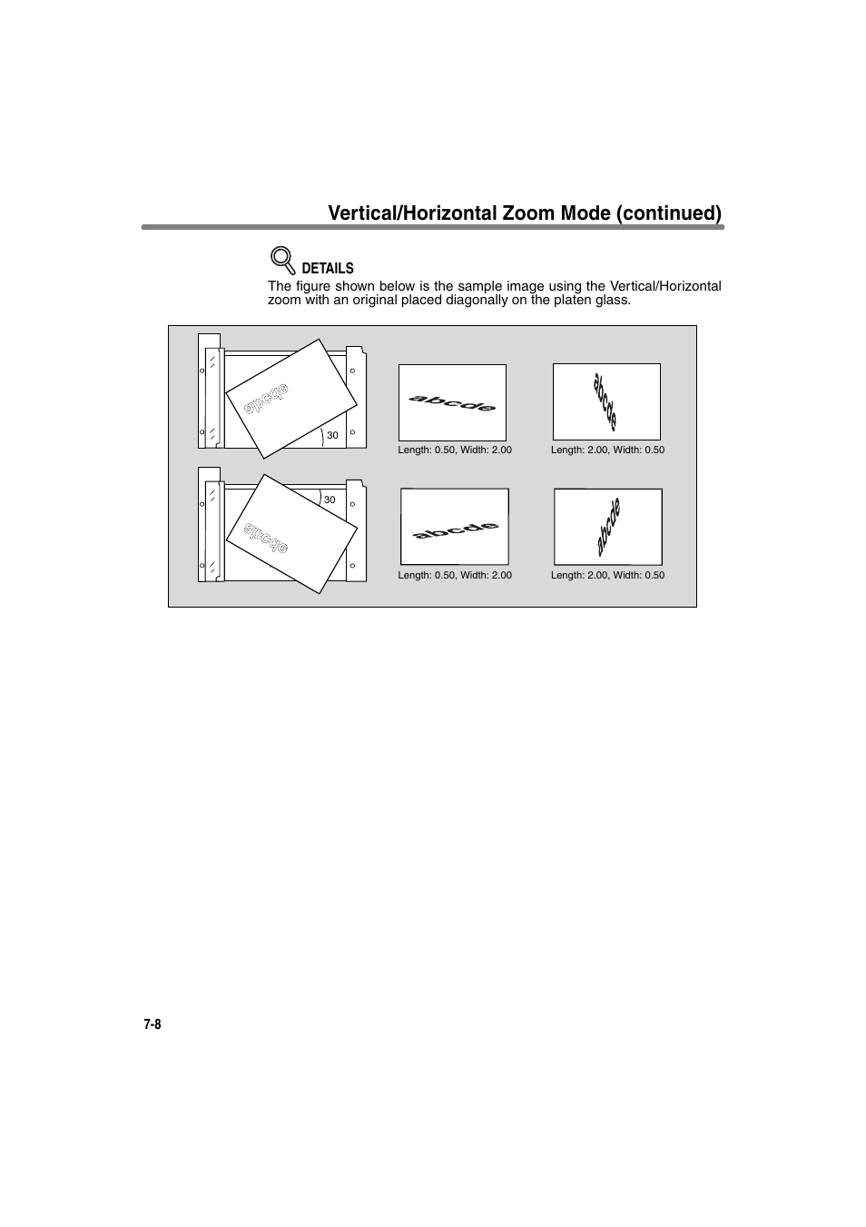 Vertical/horizontal zoom mode (continued) | Konica Minolta 7130 User Manual | Page 138 / 294