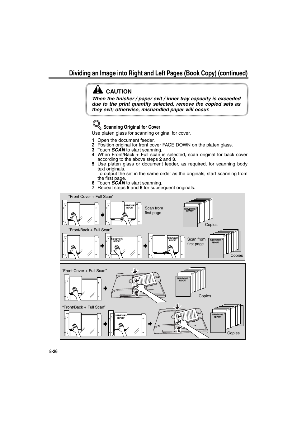 Caution, Scanning original for cover | Konica Minolta 7130 User Manual | Page 164 / 294
