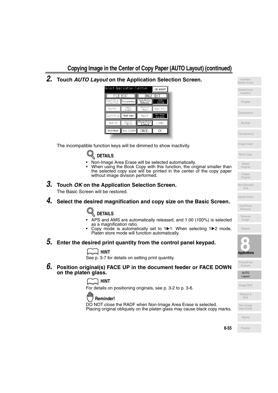 Touch ok on the application selection screen | Konica Minolta 7130 User Manual | Page 193 / 294