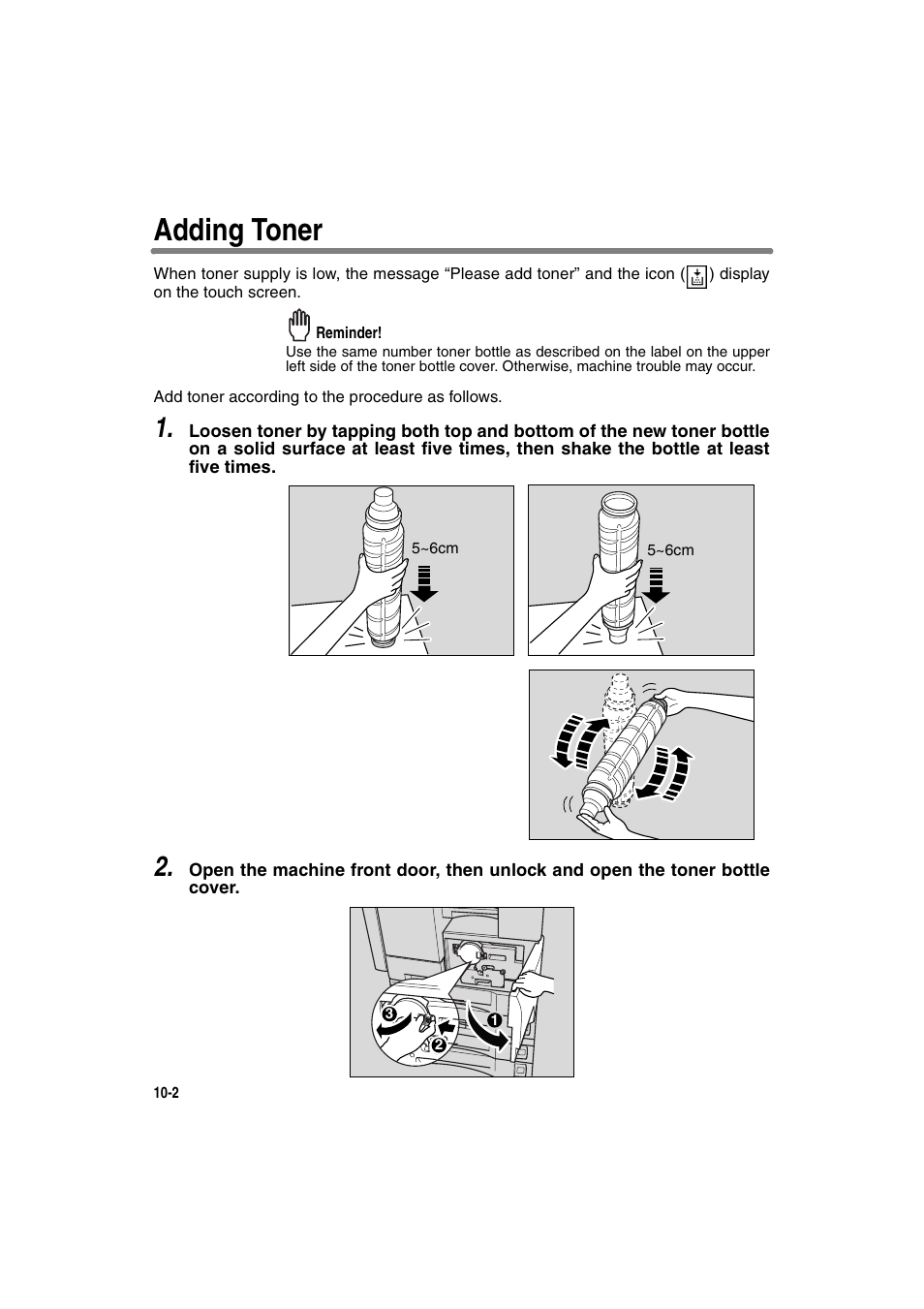 Adding toner | Konica Minolta 7130 User Manual | Page 222 / 294