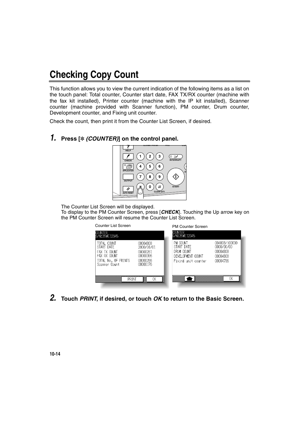 Checking copy count, Press [ ✽ (counter) ] on the control panel | Konica Minolta 7130 User Manual | Page 234 / 294