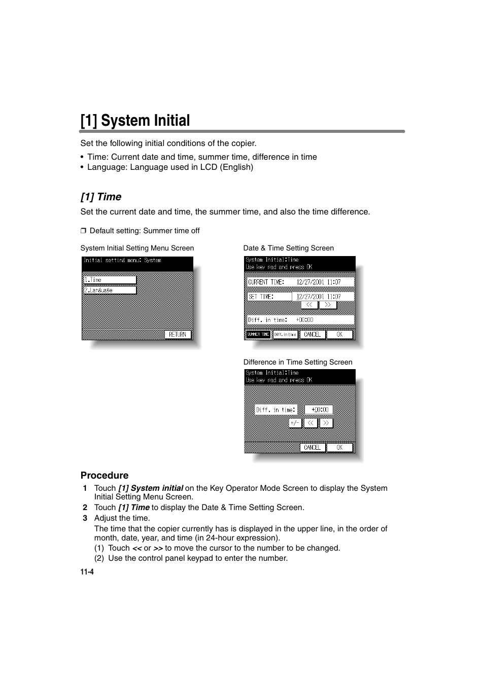 1] system initial, 1] time | Konica Minolta 7130 User Manual | Page 240 / 294