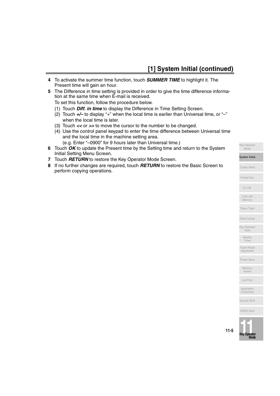 1] system initial (continued) | Konica Minolta 7130 User Manual | Page 241 / 294