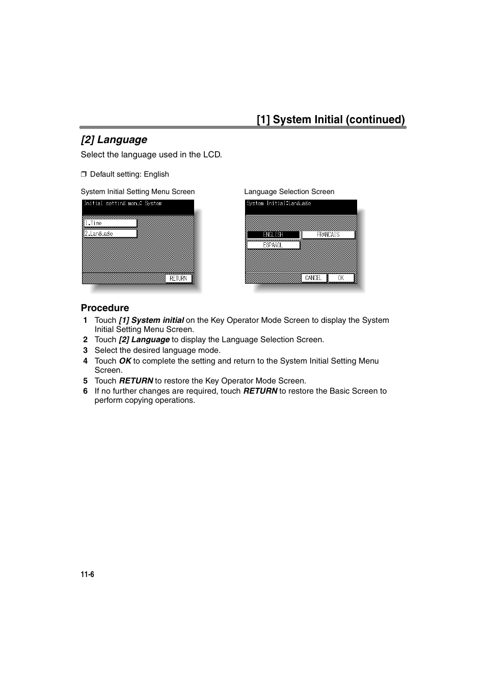 2] language, 1] system initial (continued) | Konica Minolta 7130 User Manual | Page 242 / 294