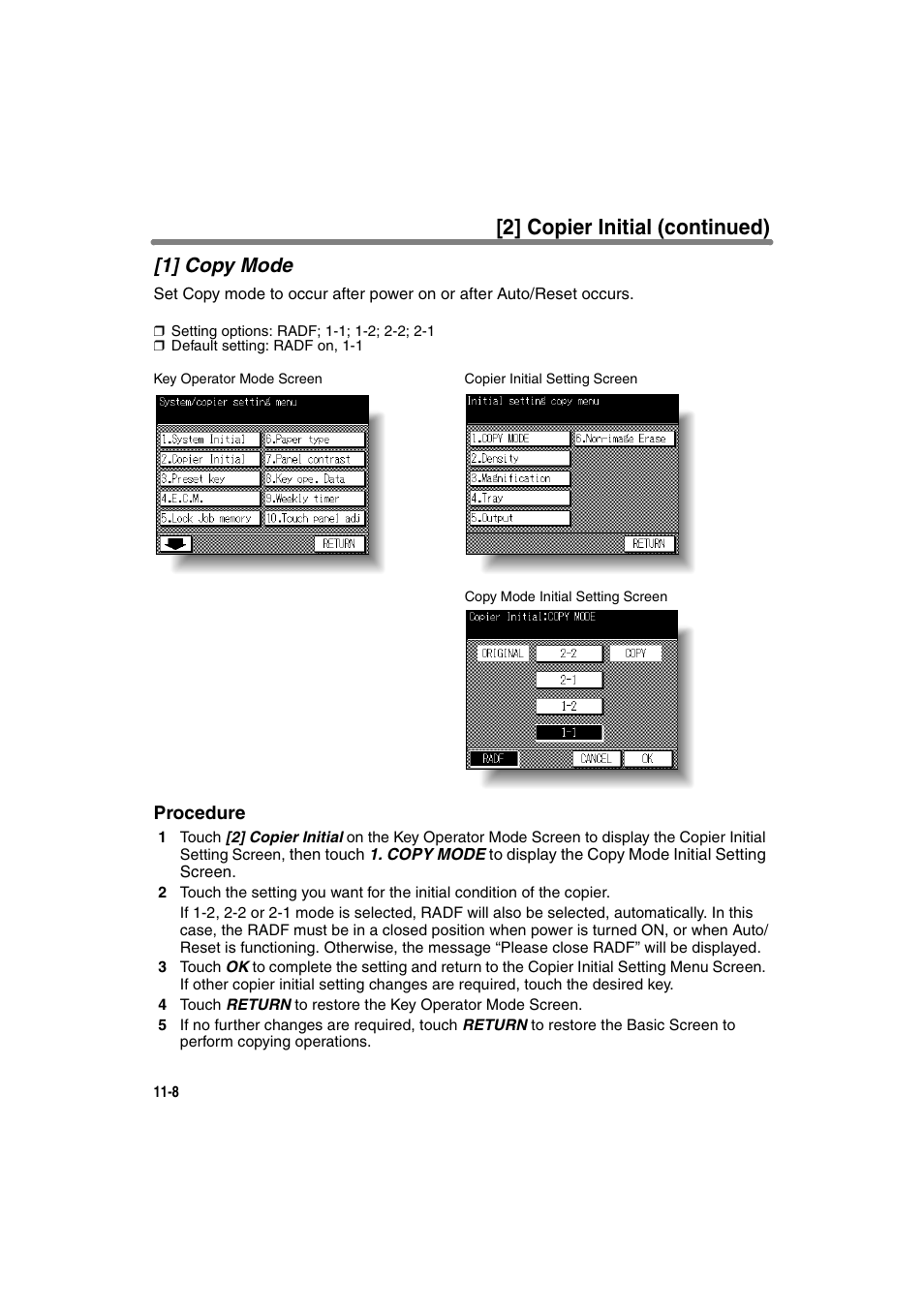 1] copy mode, 2] copier initial (continued) | Konica Minolta 7130 User Manual | Page 244 / 294