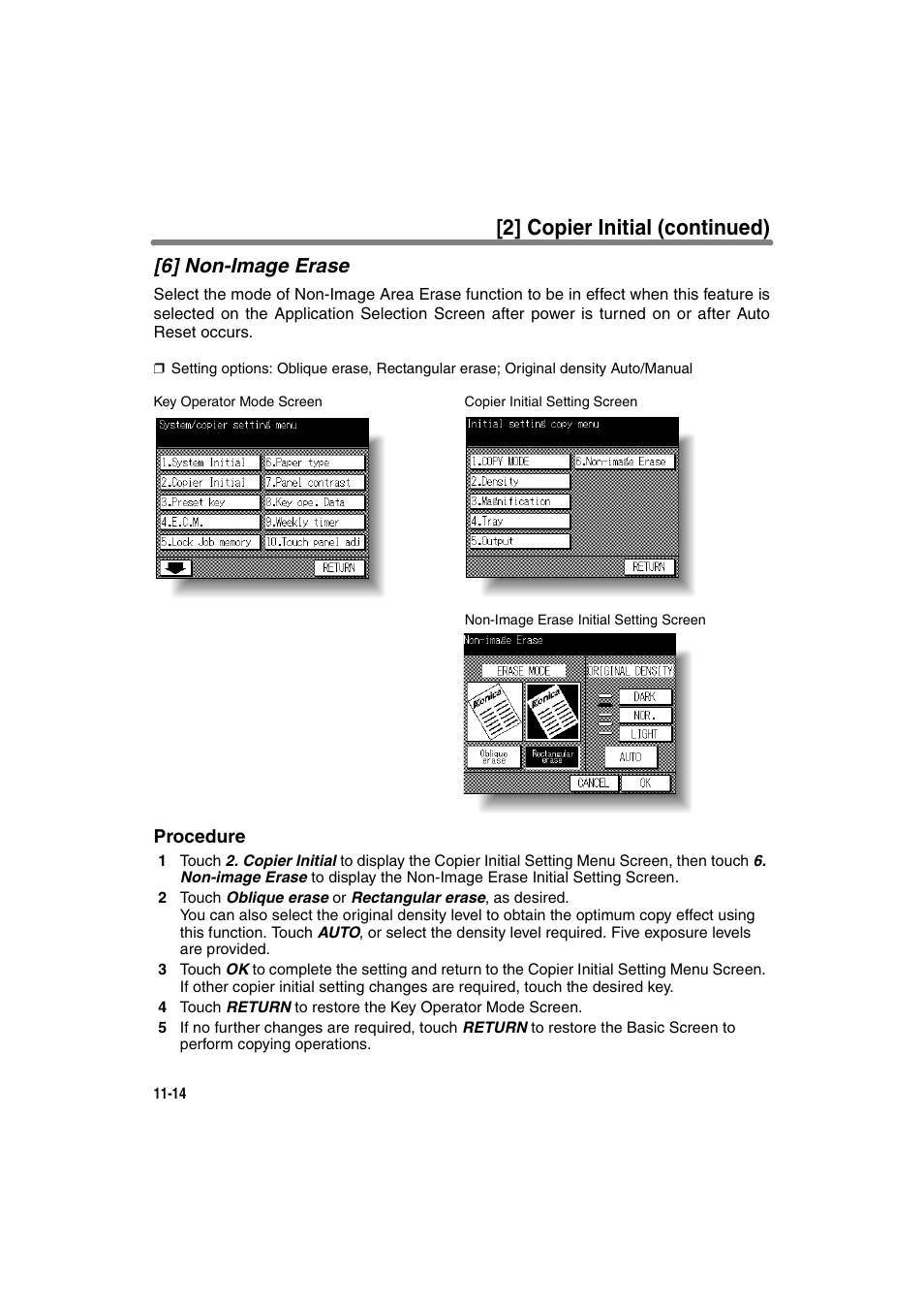 6] non-image erase, 2] copier initial (continued) | Konica Minolta 7130 User Manual | Page 250 / 294