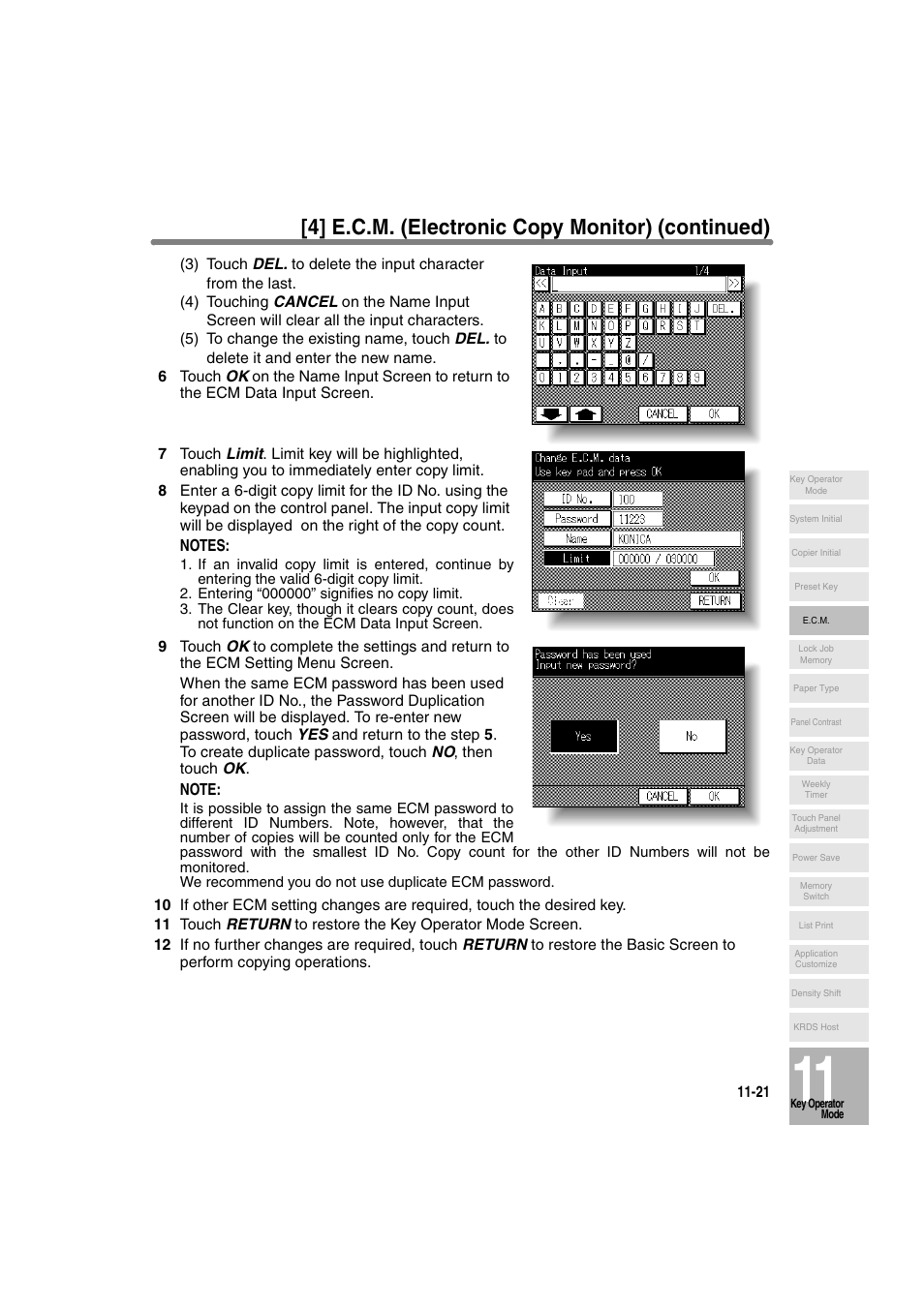 4] e.c.m. (electronic copy monitor) (continued) | Konica Minolta 7130 User Manual | Page 257 / 294