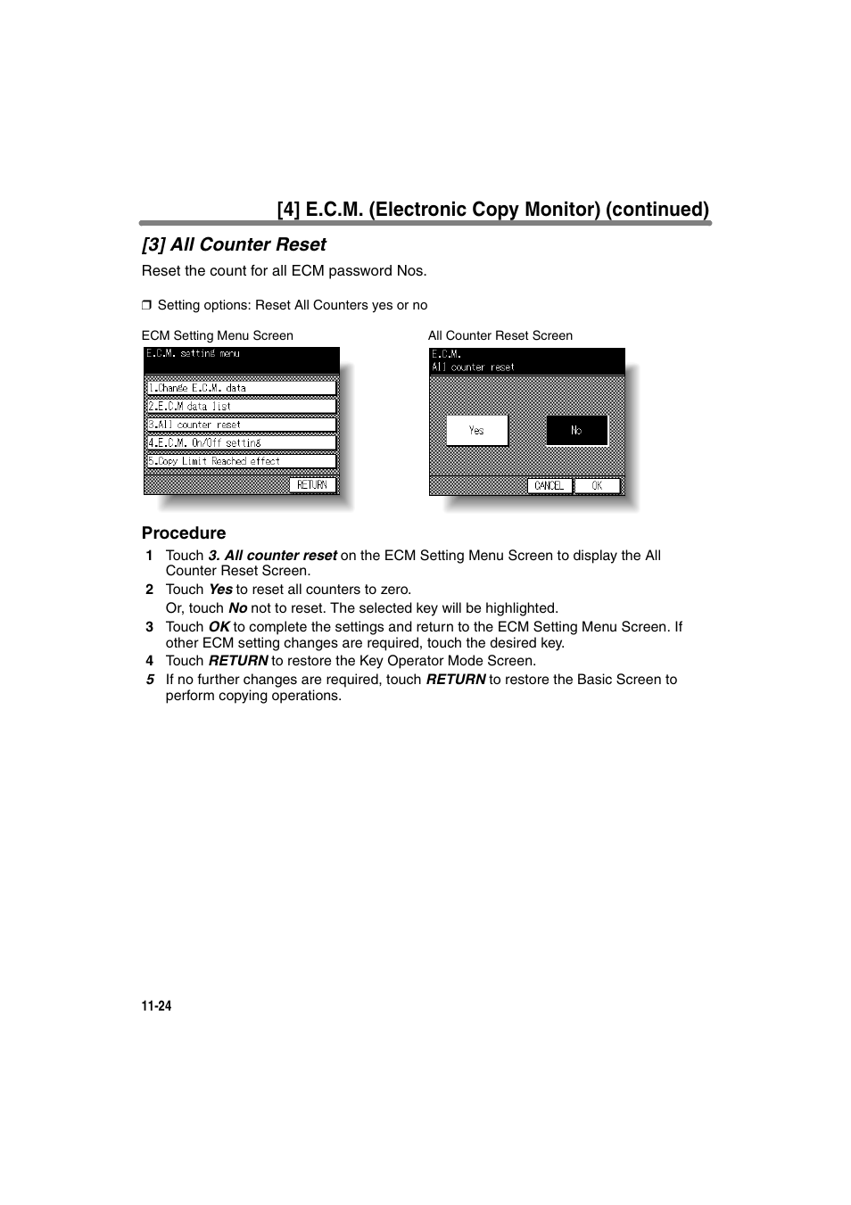 3] all counter reset, 4] e.c.m. (electronic copy monitor) (continued) | Konica Minolta 7130 User Manual | Page 260 / 294