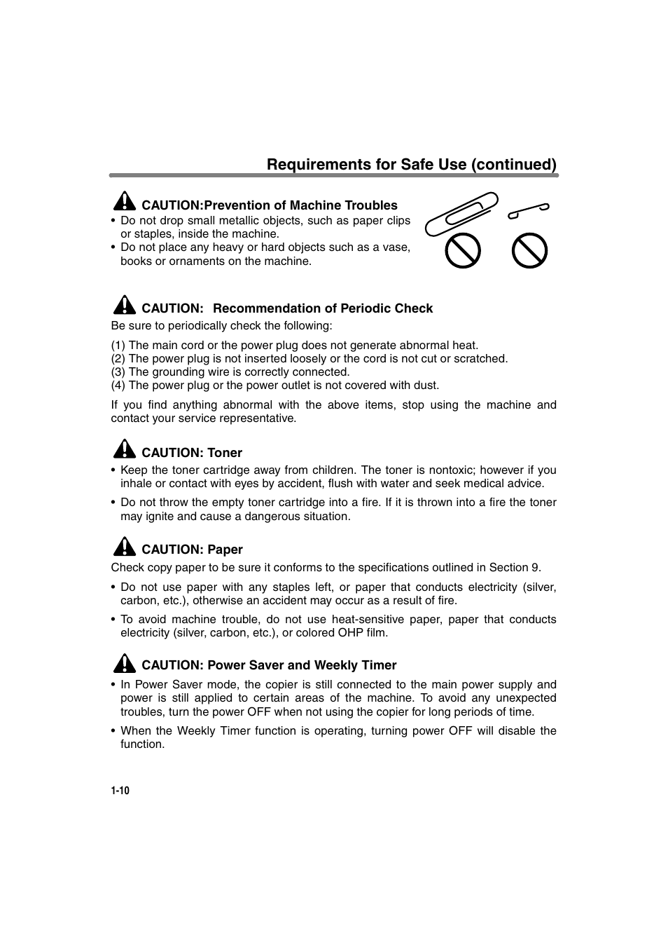 Requirements for safe use (continued) | Konica Minolta 7130 User Manual | Page 28 / 294