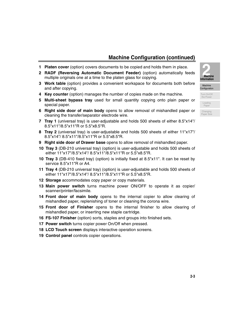 Machine configuration (continued) | Konica Minolta 7130 User Manual | Page 33 / 294