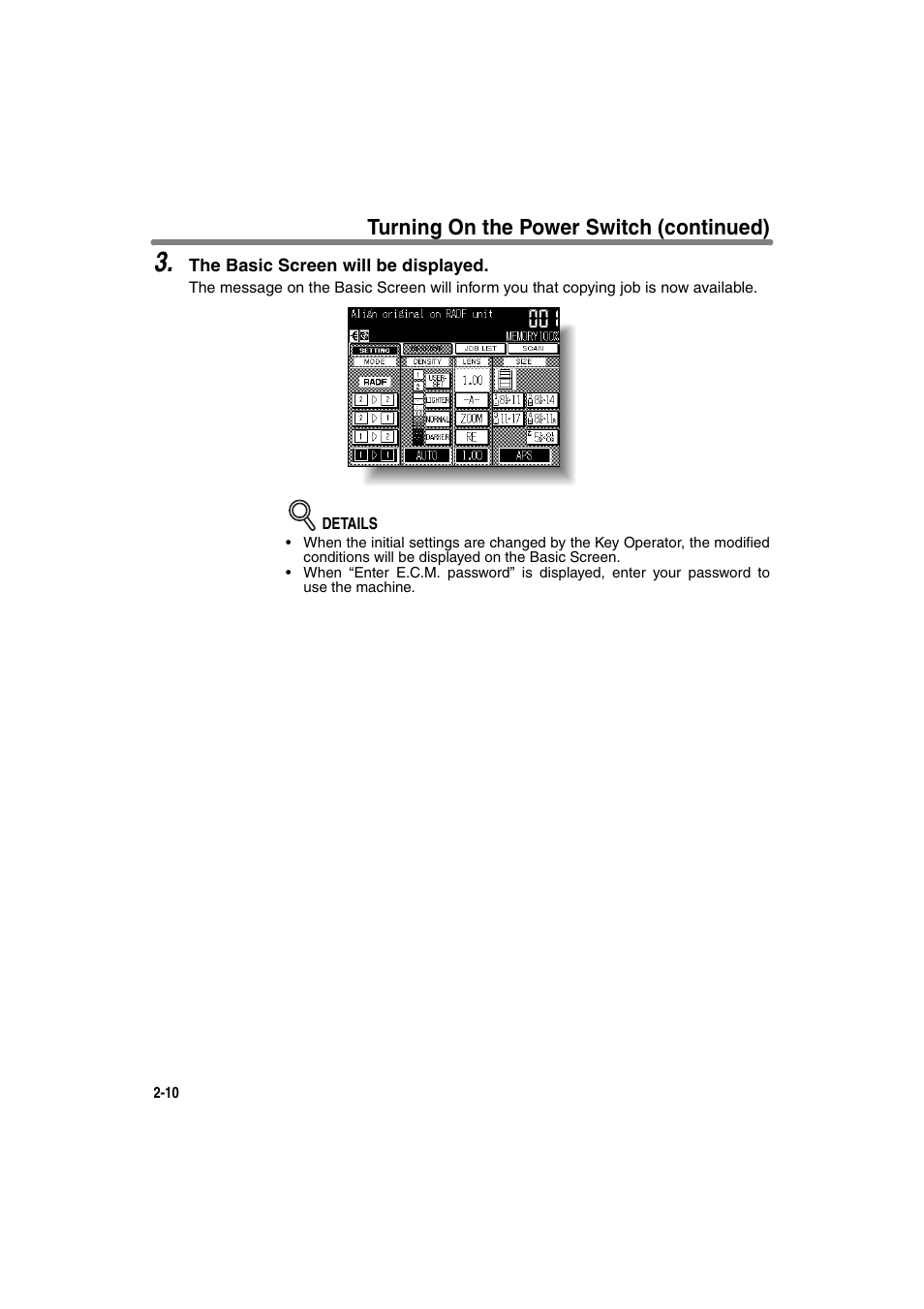 Turning on the power switch (continued) | Konica Minolta 7130 User Manual | Page 40 / 294