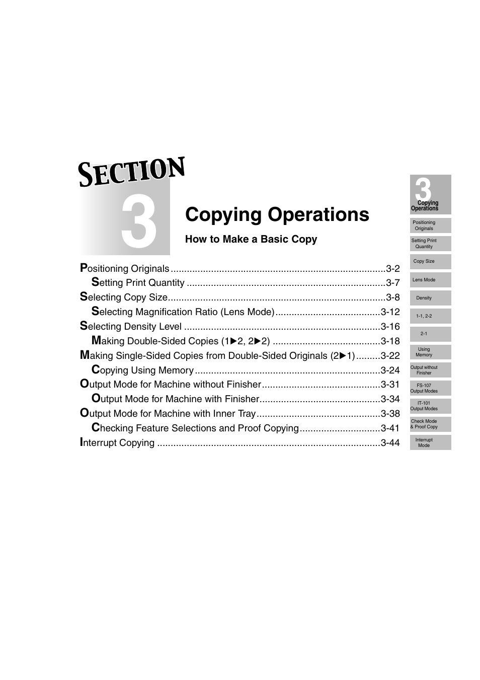 Section 3: copying operations, Copying operations | Konica Minolta 7130 User Manual | Page 51 / 294