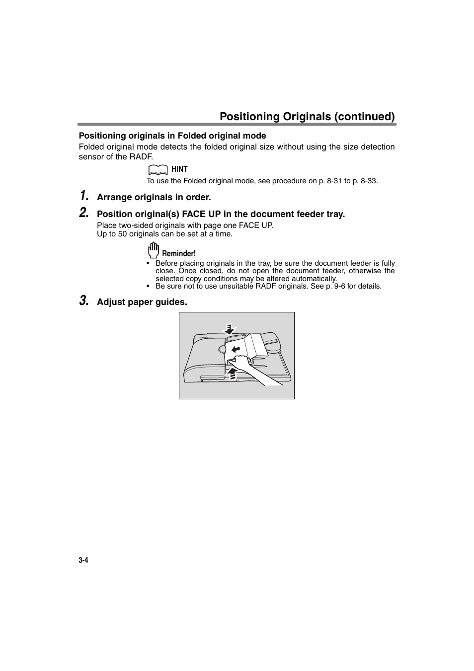 Positioning originals (continued) | Konica Minolta 7130 User Manual | Page 54 / 294