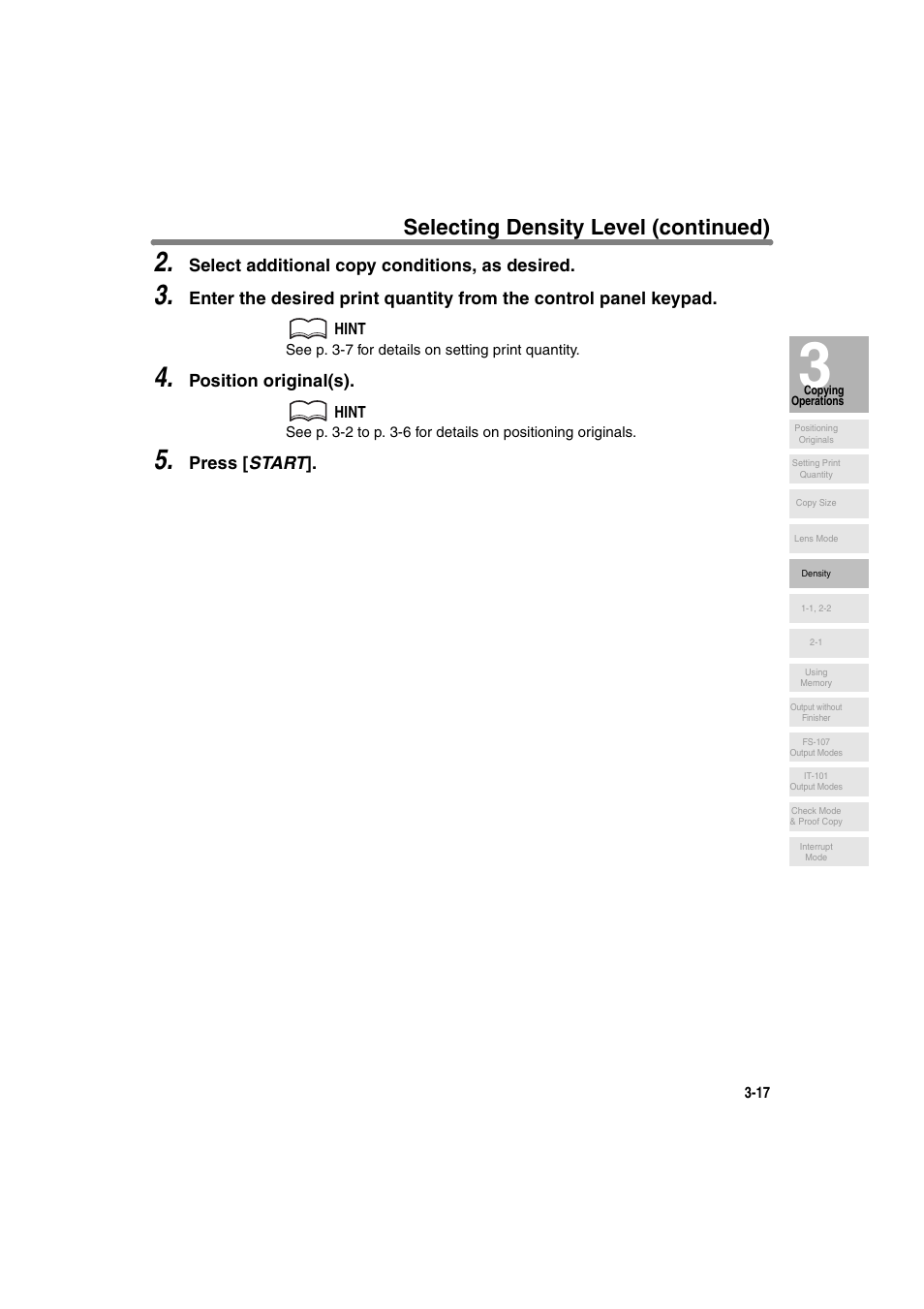 Selecting density level (continued) | Konica Minolta 7130 User Manual | Page 67 / 294
