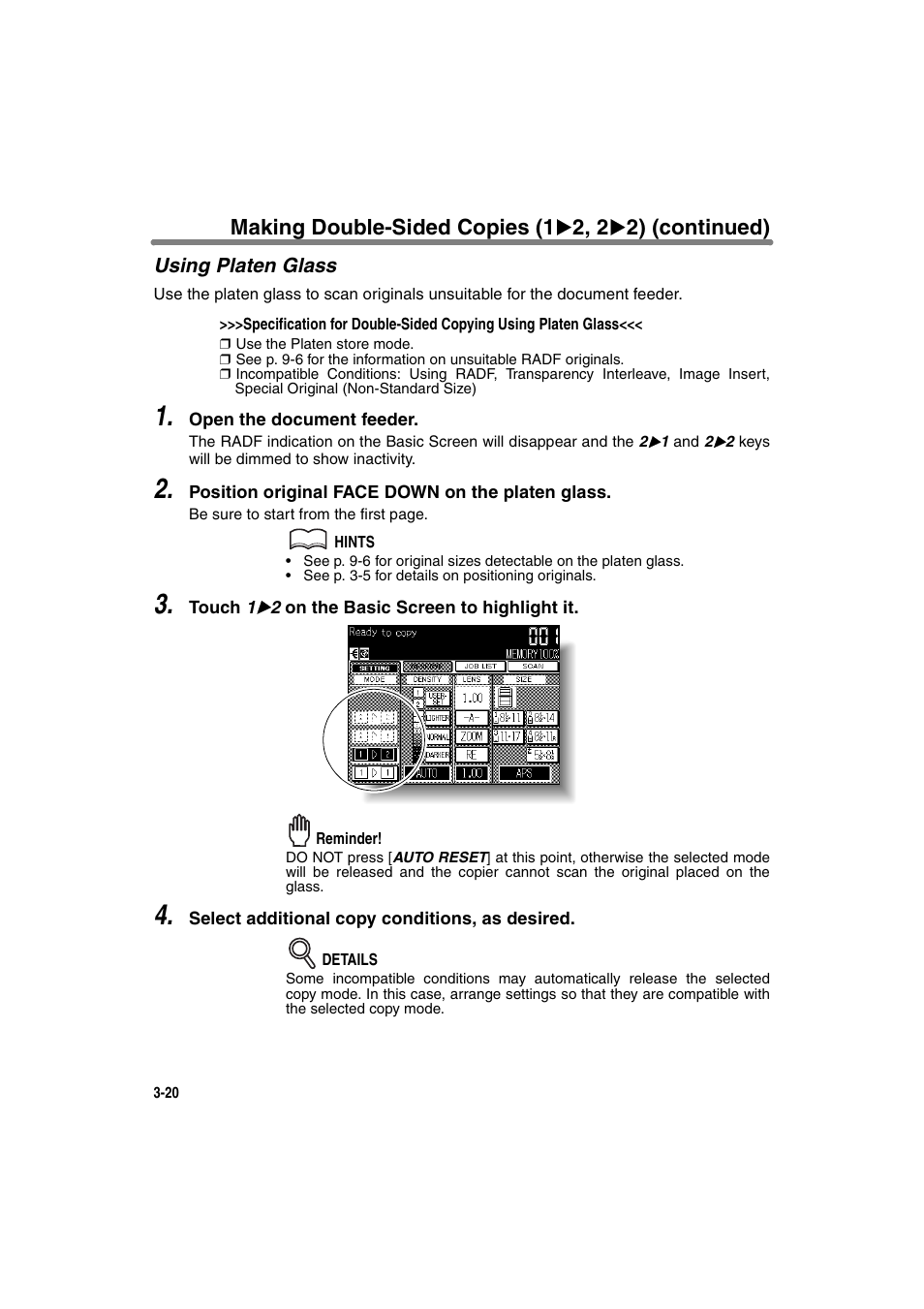 Using platen glass | Konica Minolta 7130 User Manual | Page 70 / 294