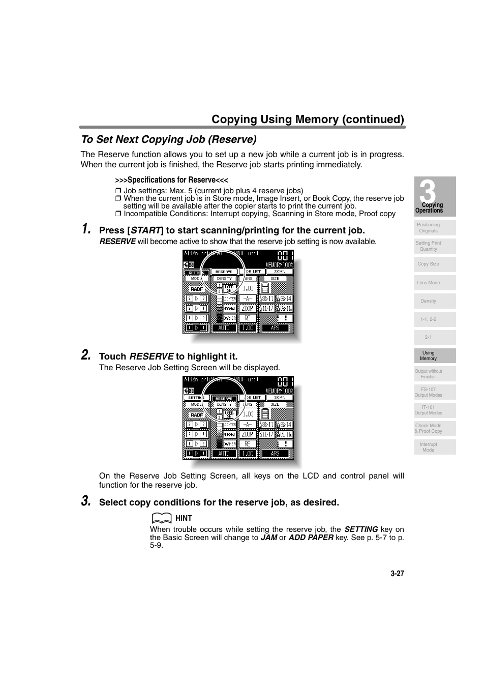 To set next copying job (reserve) | Konica Minolta 7130 User Manual | Page 77 / 294