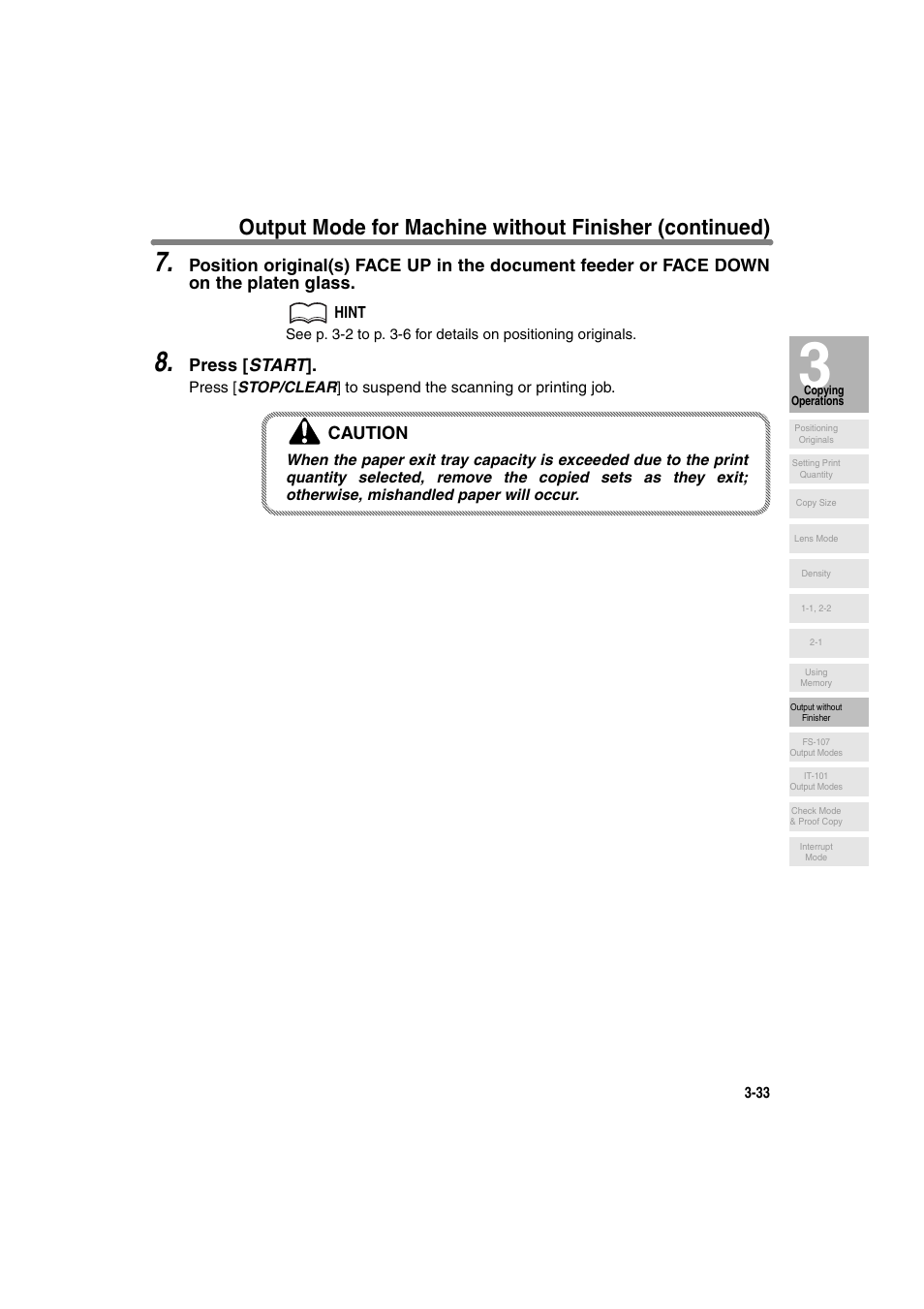 Press [ start, Caution | Konica Minolta 7130 User Manual | Page 83 / 294