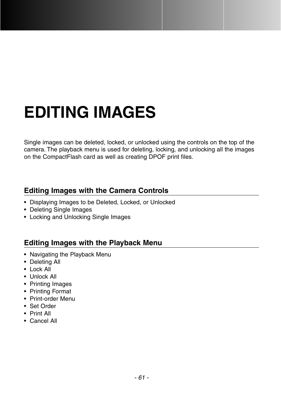 Editing images | Konica Minolta DiMAGE E201 User Manual | Page 61 / 96